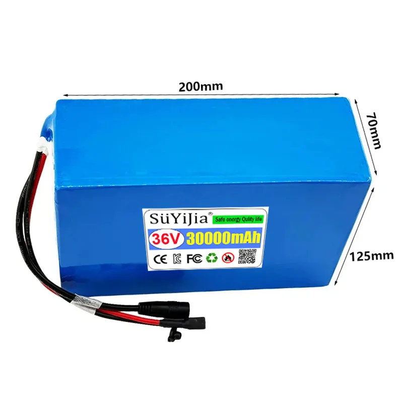 36V 30000mAh High-capacity Rechargeable 10S6P 18650 Lithium-ion Battery Pack Built in BMS Suitable for Electric Scooter Battery