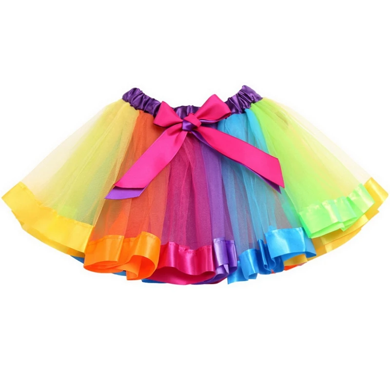 Rainbow Wig Long Curly Tulle Skirt Gloves Dress Set For Cosplay Costumes  Dance Costume Props Accessories