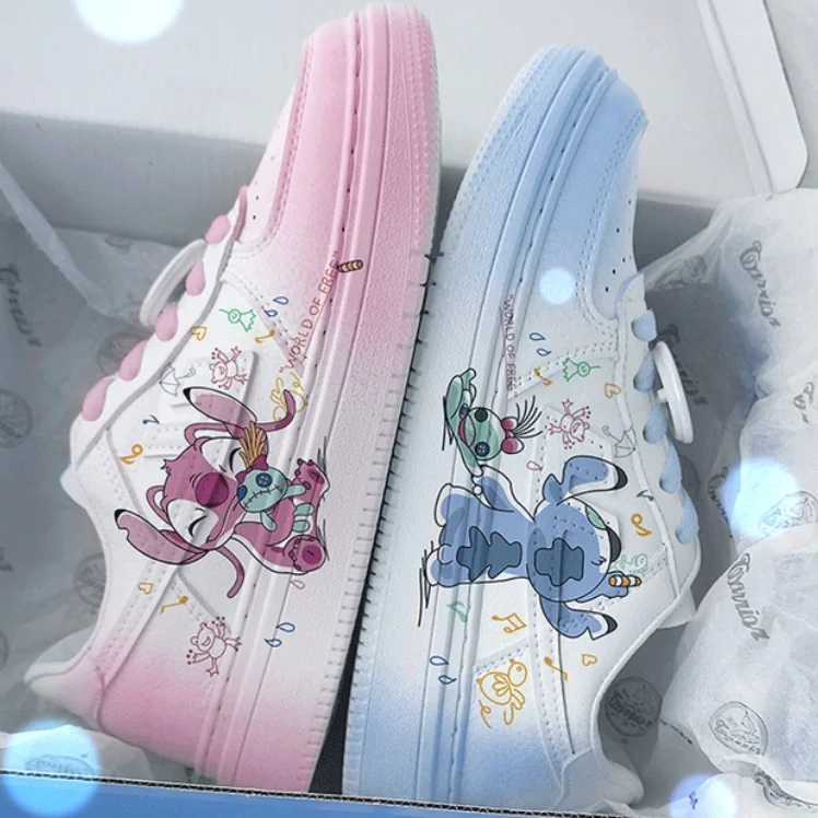 Disney Lilo & Stitch Sport Shoes Brand White Shoes Couple Casual Sneakers Anime Stitch Tennis Shoes Children Basket Shoes