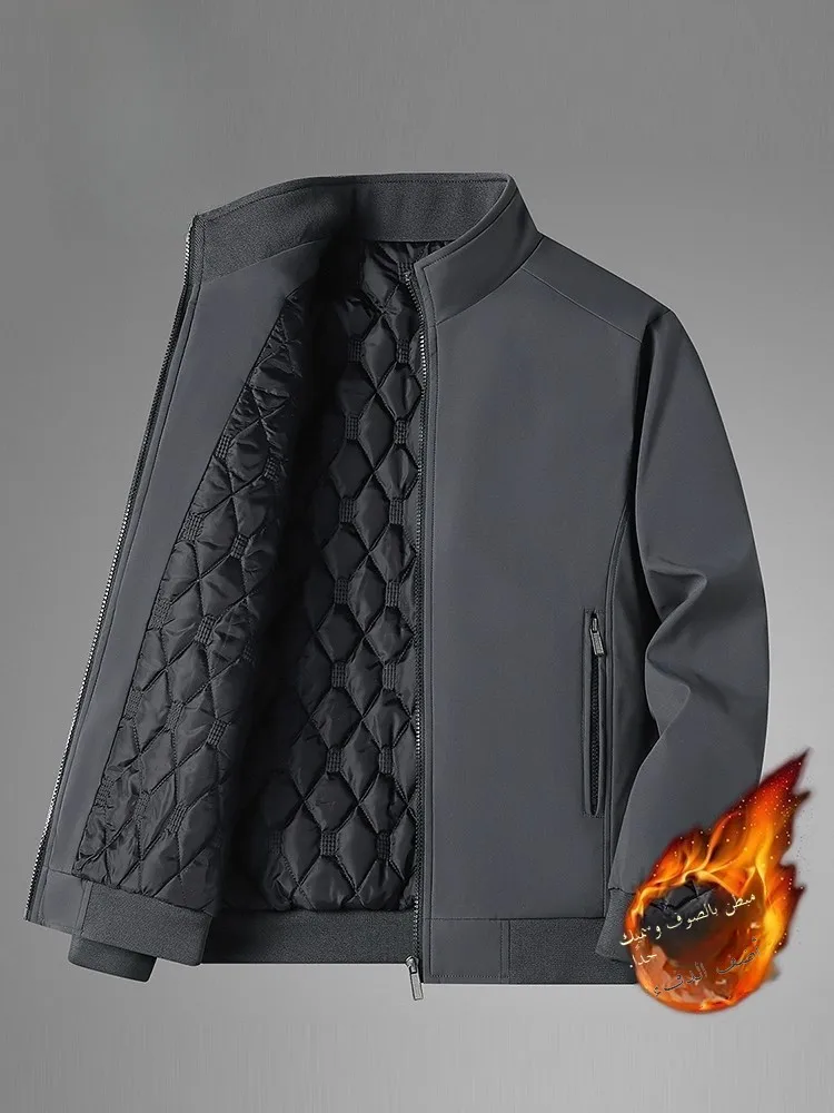 

Men's Winter Cotton Jaet Thiened Fce Lined Oversized Dad Sle Adstrative Jaet Stand Fit Casual Outerwear