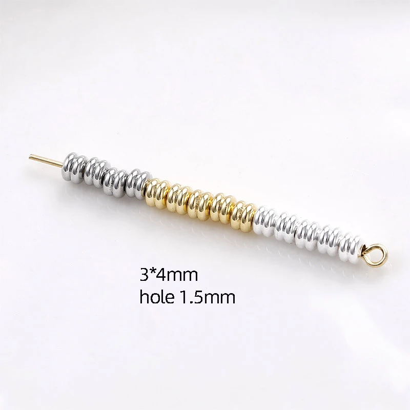 30 PCS 4mm Copper Plated Real Gold Double-layer Round Beads DIY Jewelry Discovery Necklace Bracelet Bead Separation Accessories