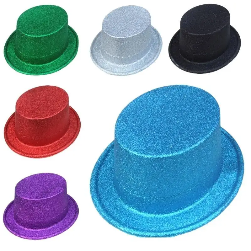

652F Glitter Pork Pie Hat Hat Hat Magician Top Hat hat Bowler Top Hat Magician Performed Hat