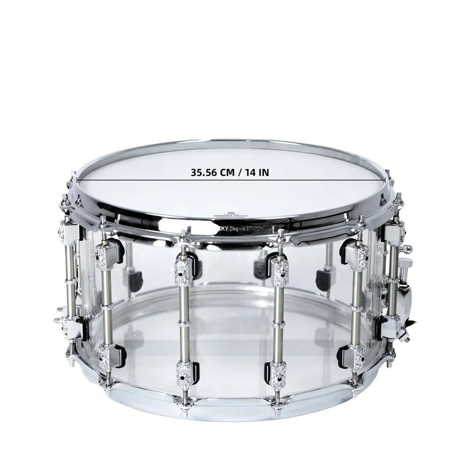 

Акриловый малый барабан 14x7,8, профессиональный громкий и яркий малый барабан для наборов рок, поп и живых барабанов, дизайн с прозрачным корпусом