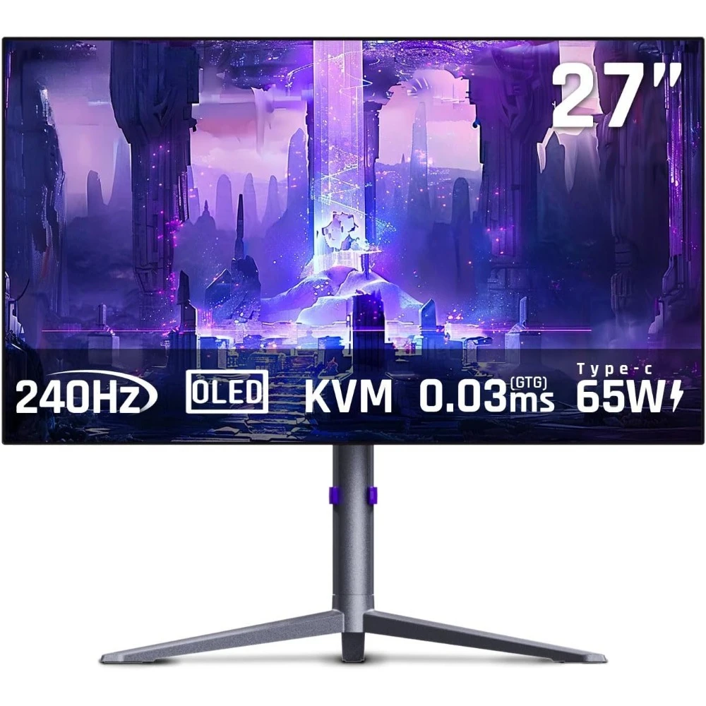 

27 Inch OLED Gaming Monitor 1440p 240Hz 0.03ms GTG Type-C 65W Built-in Speakers DP HDMI USB-C