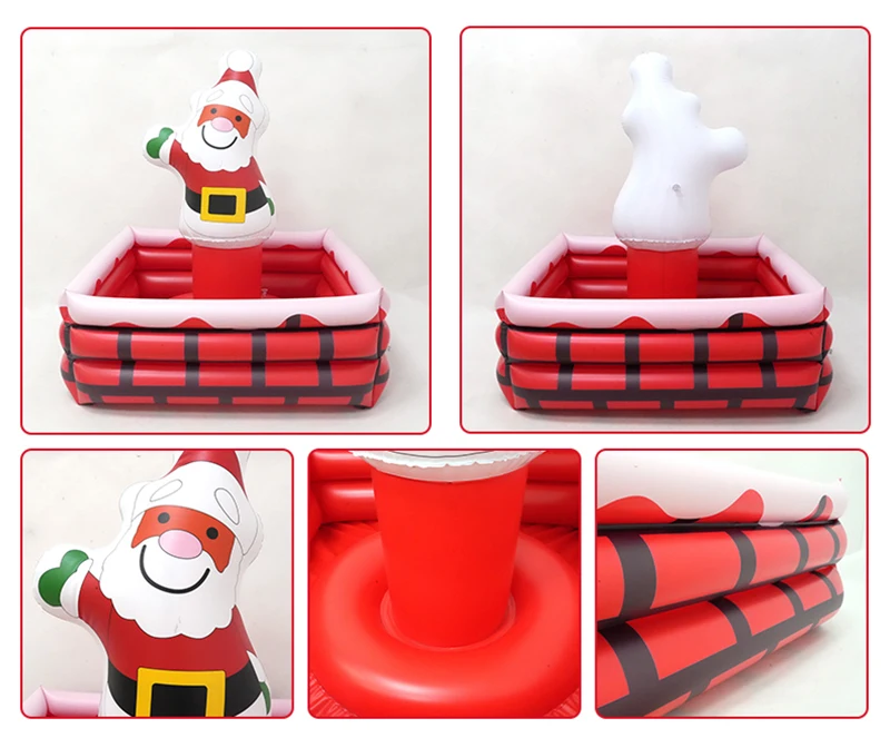 PVC Aufblasbarer Eiskübel Weihnachtsdekoration Weihnachtsmann Lebensmittel- und Getränkekühler für Festivals, Hauspartys, Outdoor-Pool, Strand, Eisbehälter – Detail 5