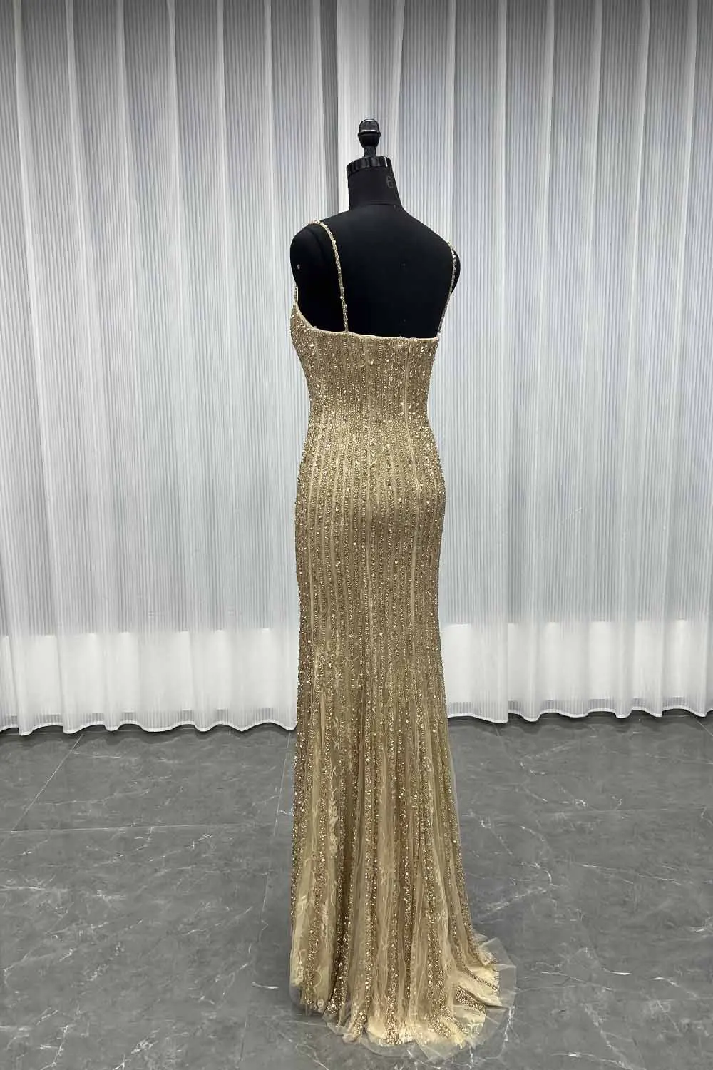 YQLNNE 051 vestidos de noche con cristales dorados champán y chal vestido Formal con cuentas de encaje