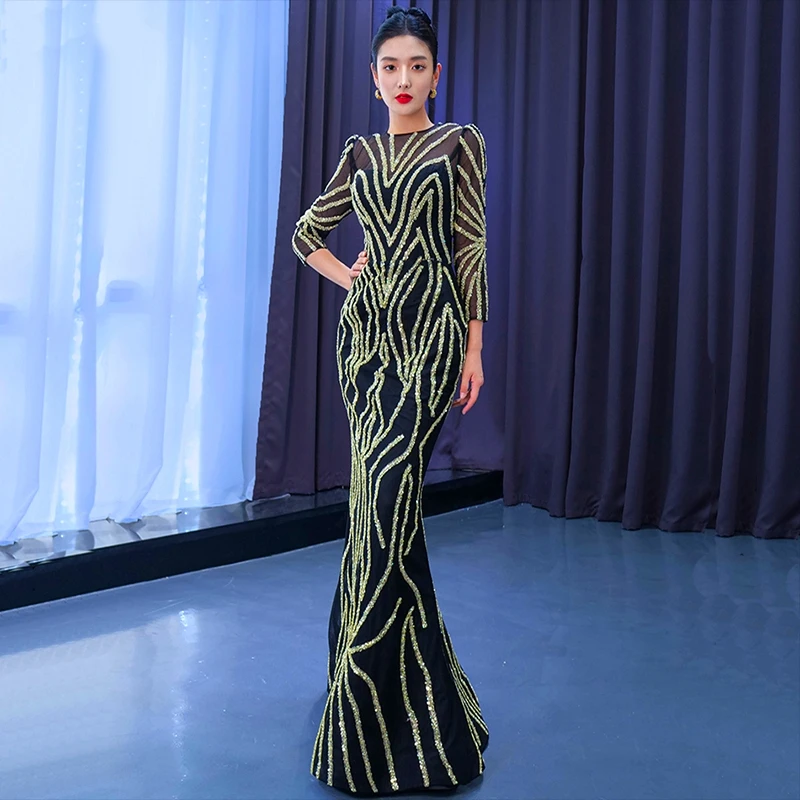 أنيقة سعيد دبي المرأة أنيقة الذهب الموضوع بريق فاخر العربية مساء فستان الزفاف حزب ثوب مخصص انفصال الذيل