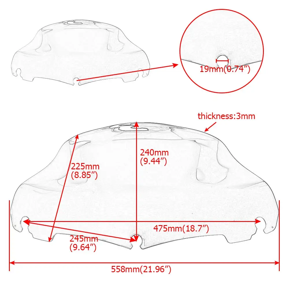 لدراجة نارية Harley Touring Electra Street Tri Glide FLHTK FLHX 2014-2024 مقاس 9 بوصة هدية للزجاج الأمامي منحرف الرياح #2
