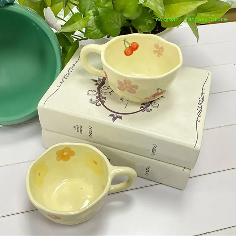 

R3MA Delicate Floral Pattern Milk Cups Breakfast Cup Ceramic Material for Milk