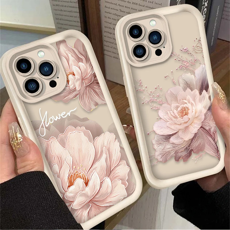 زهرة سيليكون ماتي جراب هاتف آيفون 16 16E 15 14 13 12 11 برو ماكس X XS X S ماكس XR SE 2020 SE4 7 8 غطاء ناعم مقاوم للصدمات