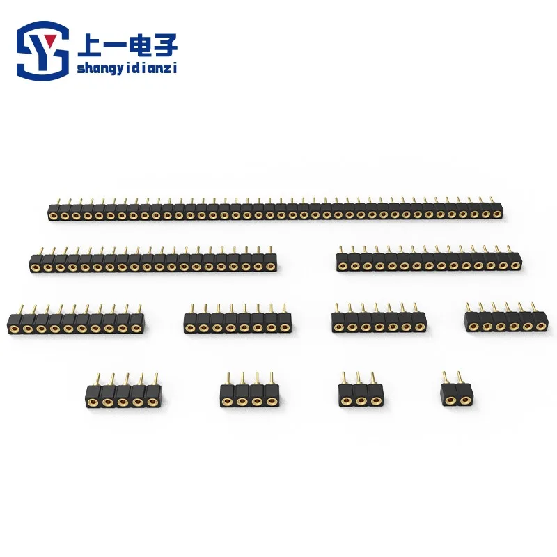 2.54mm gold-plated round hole female seat 7.43 round hole beryllium copper claw fireproof 2/3/4/5/6/8/10/40P