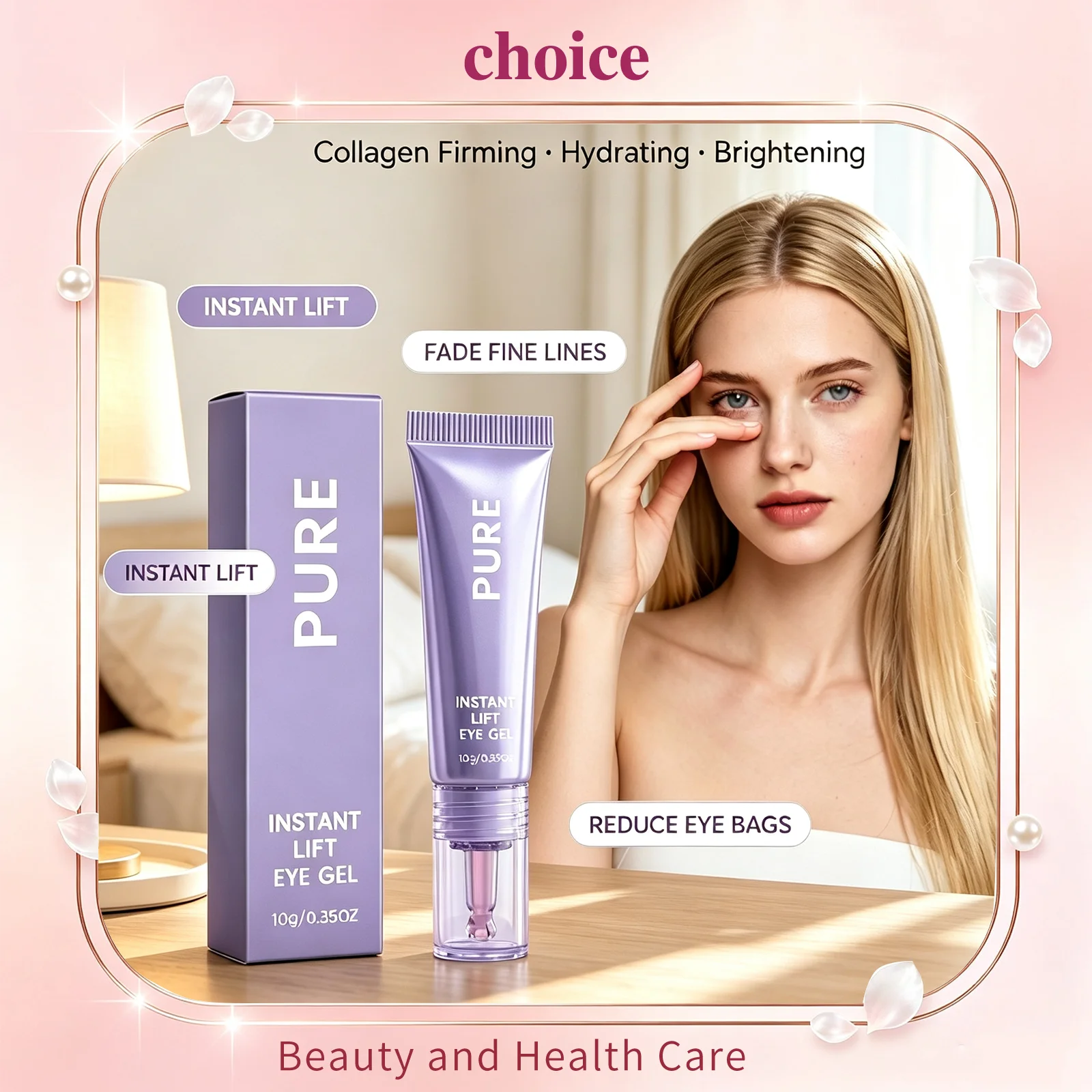 PURE Instant Lifting Eye Gel Cream Brighten Fade Fine Lines Anti Wrinkle Remove Eye Bags Dark Circle Repair Eye Skin Care Cream