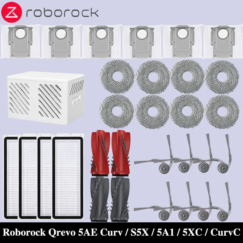 Roborock Qrevo 5AE / Qrevo Curv / Qrevo Curv S5X / Qrevo Curv 5A1 aspirateur vadrouille sac à poussière brosse latérale principale filtre accessoires