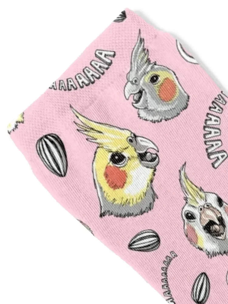 Cockatiel Screm-Calcetines deportivos y de ocio para hombre y mujer, medias estéticas florales, color rosa claro