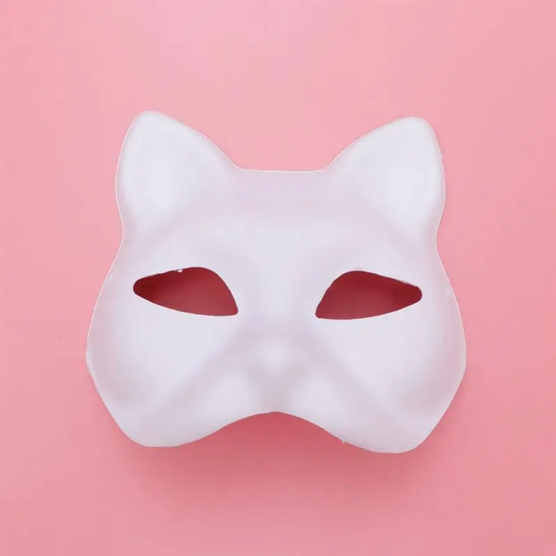 4pcs Animal Masks Half Face Mask Cat Face Mask DIY Blank Hand Painting Mask Party Mask Kids Graffiti Mask Kids Pretend Play Toy