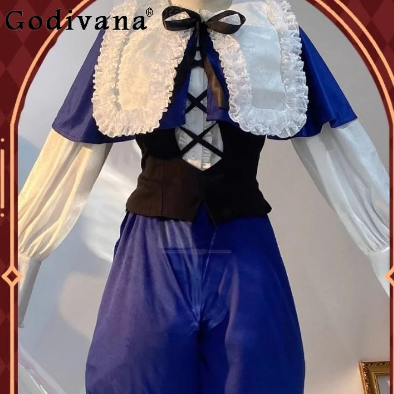 Halloween Party Full Set of Costume Female Regular Wear Cosplay Costume Long Sleeve Shirt Souseiseki Short Set for Women