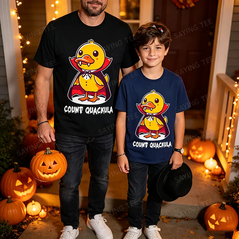 Count Quackula Funny Duck Halloween Costume T-Shirt, Y2k Duckling Trick or Treat Graphic Horror Aesthetic Clothes Boys Fashion