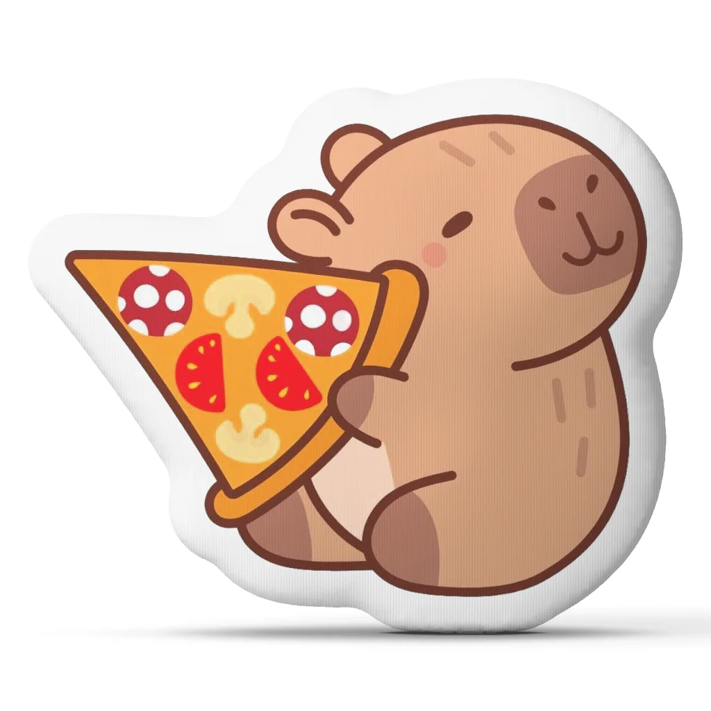 Cute Capybara Pizza Shaped Pillow Stuffed Cushion Kawaii Animal Throw Pillow for Sofa Bedroom Home Decor Pizza Lover Gift