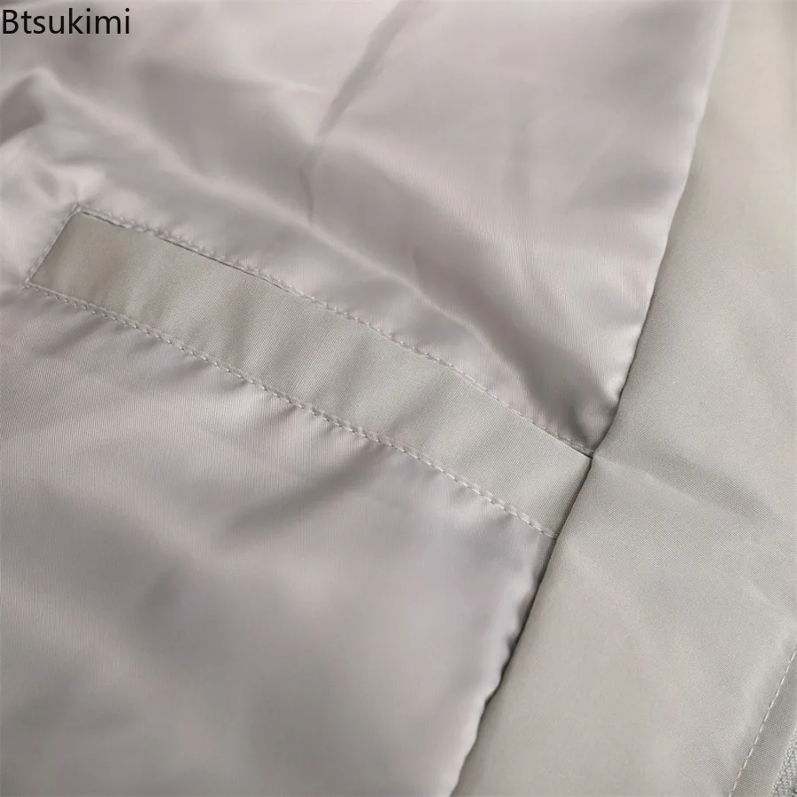 2025 Men's Winter Fashion Cotton Padded Coat Winter Cropped Stand Collar Puffer Jackets Long Sleeve Thick Warm Overcoats for Men