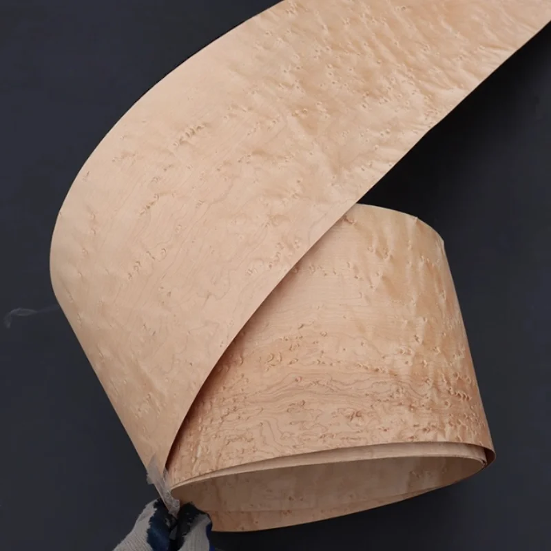 0.5mm Solid Wood Natural Bird's Eye Maple Wood Veneer for Cabinet Doors Woodworking DIY Guitar Top Furniture Panels L:200X13cm