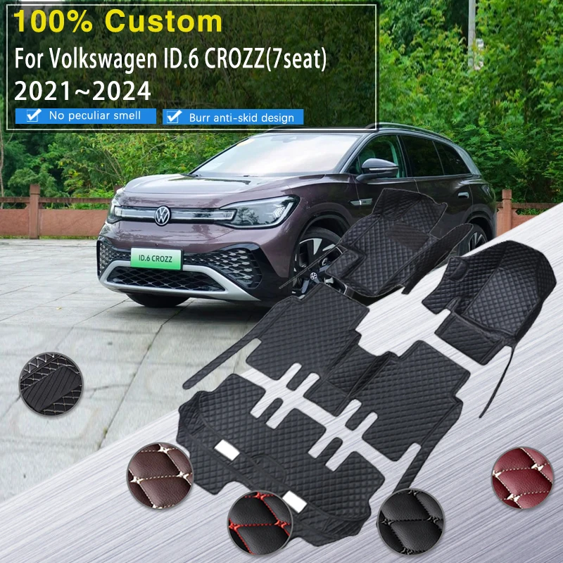 

Fit For Volkswagen VW ID.6 ID6 ID 6 Crozz 2021 2022 2023 2024 7seat Car Floor Mats Leather Foot Carpets Car Accessories Interior