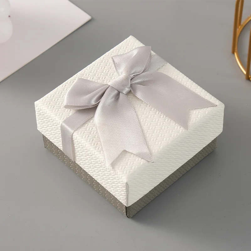 Bowknot Jewelry Packaging Box for Ring Necklace Earrings Display Organizer Trinket Storage Gift Cardboard Box With Sponge Inside