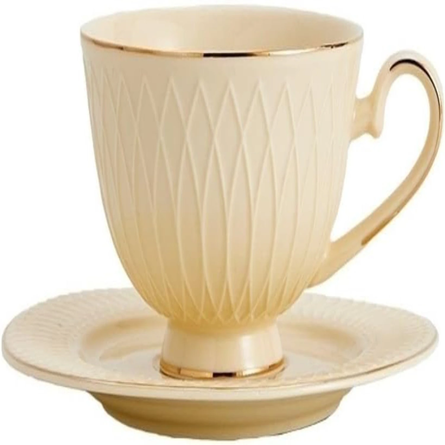 

rs Luxurious European-Style Embossed Ceramic Coffee Mug Set with High-Quality Lined Design, Ideal for Coffee Enthusiasts. Elega