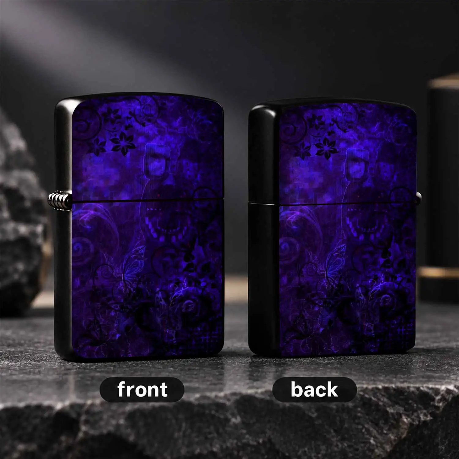 Vintage Dark Purple Art Pattern Portable Lighter, Atmospheric Deep Violet Decor Style Daily Companion, Perfect for Dating Gathering and Daily Trips, Unique Exquisite Creative Practical Gift to Add Daily Ritual, Suitable for All Kinds of Us