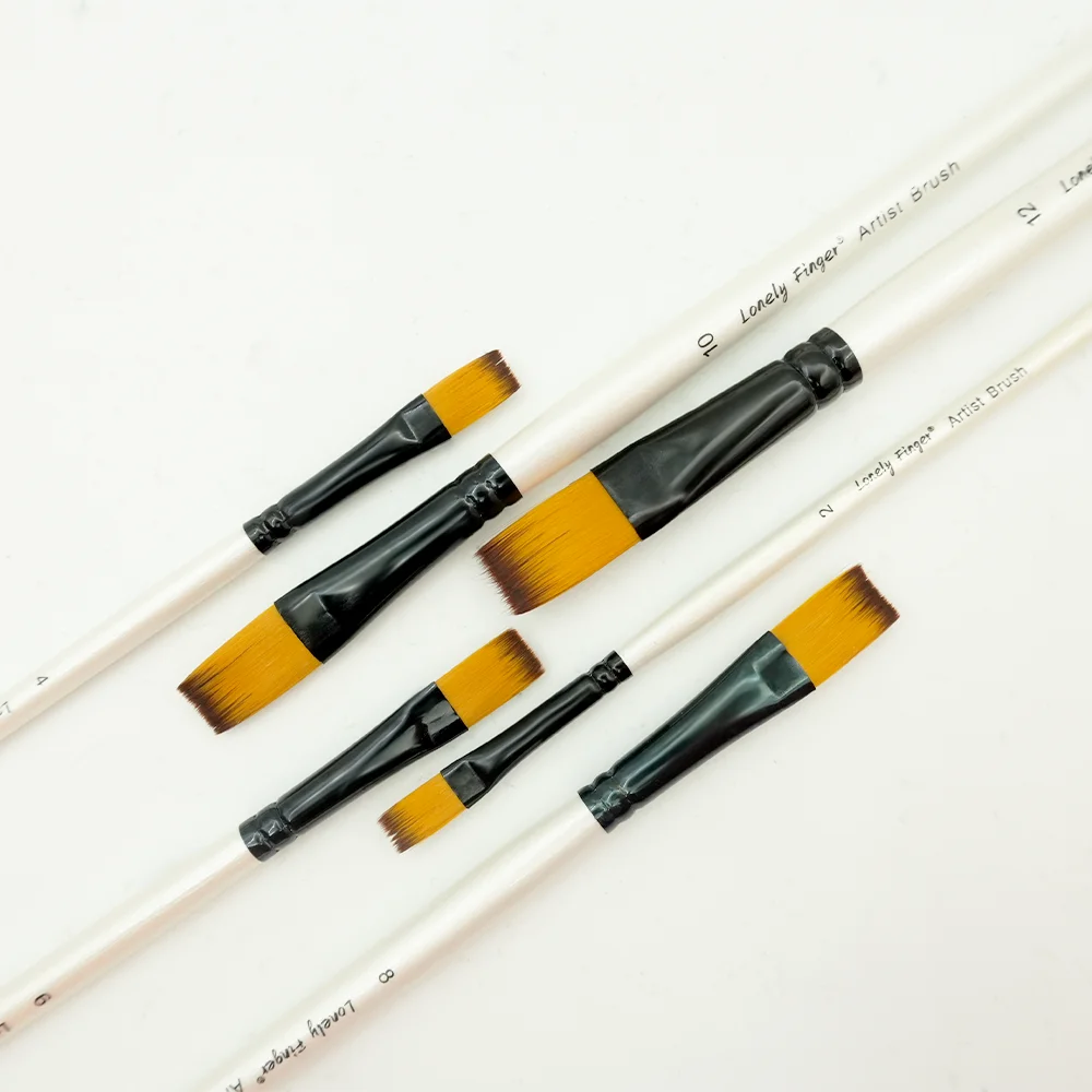 6PCS Flat Paint Brushes ,Watercolor Brush Synthetic Nylon Craft Artist Brushs for Adult Artist Oil Canvas