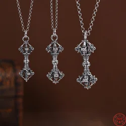 BOCAI S925 Sterling Silver Pendant for Men Women Retro Buddhist Vajra Pestle Amulet Charm Fashion Jewelry Wholesale