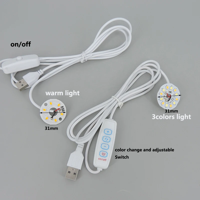 ciepły biały DC 5V 3W USB LED Lights 2835 chip pojedynczy kolor lampka nocna do czytania biurko książka tablet lampa przełącznik zasilania możliwość