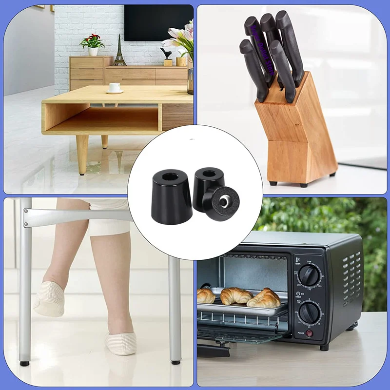 4pcs Anti Slip Furniture Legs Feet Black Speaker Cabinet Bed Table Box Conical Rubber Shock Pad Floor Protector Furniture Parts