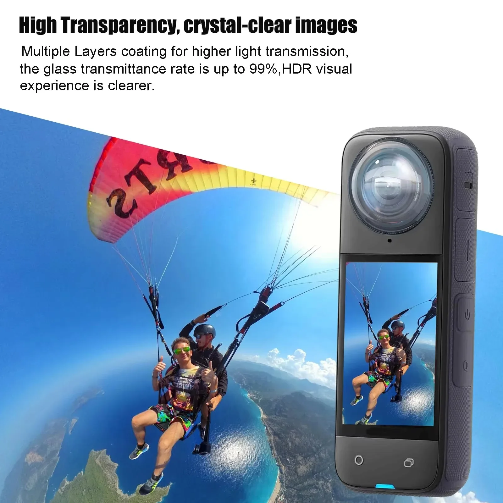 พรีเมี่ยมกระจกเลนส์สำหรับอินสตา 360 X4 กระจกนิรภัยป้องกันรอยขีดข่วนเลนส์ตัวป้องกันอินสตา 360 X4 อุปกรณ์เสริม