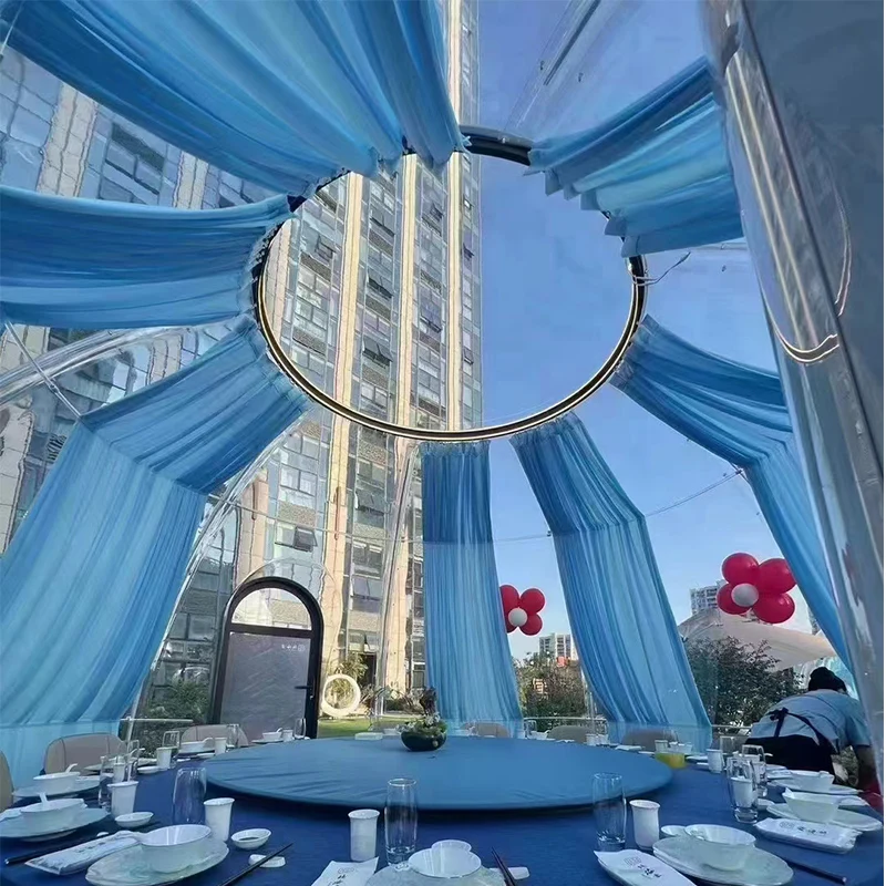 Luxury Powder Coated Metal Star Room High Transparent Inflatable Gazebo Pavilion Stylish Outdoor Camping Structure