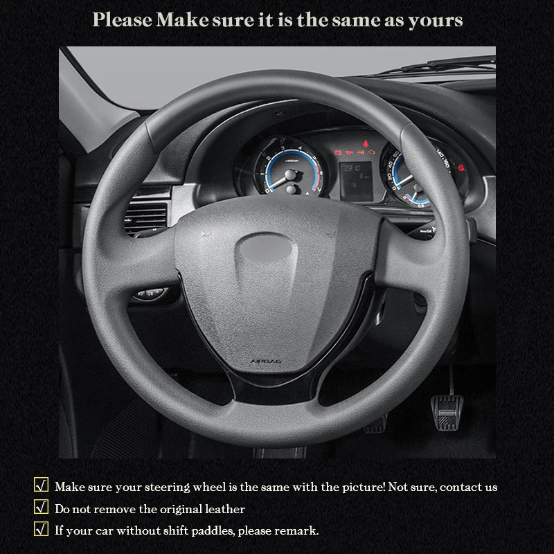Custom Auto Braid On The Steering Wheel Cover for Lada Granta 2018-2019 Priora 2 2013-2018 Kalina 2 Car Assecories Car-styling