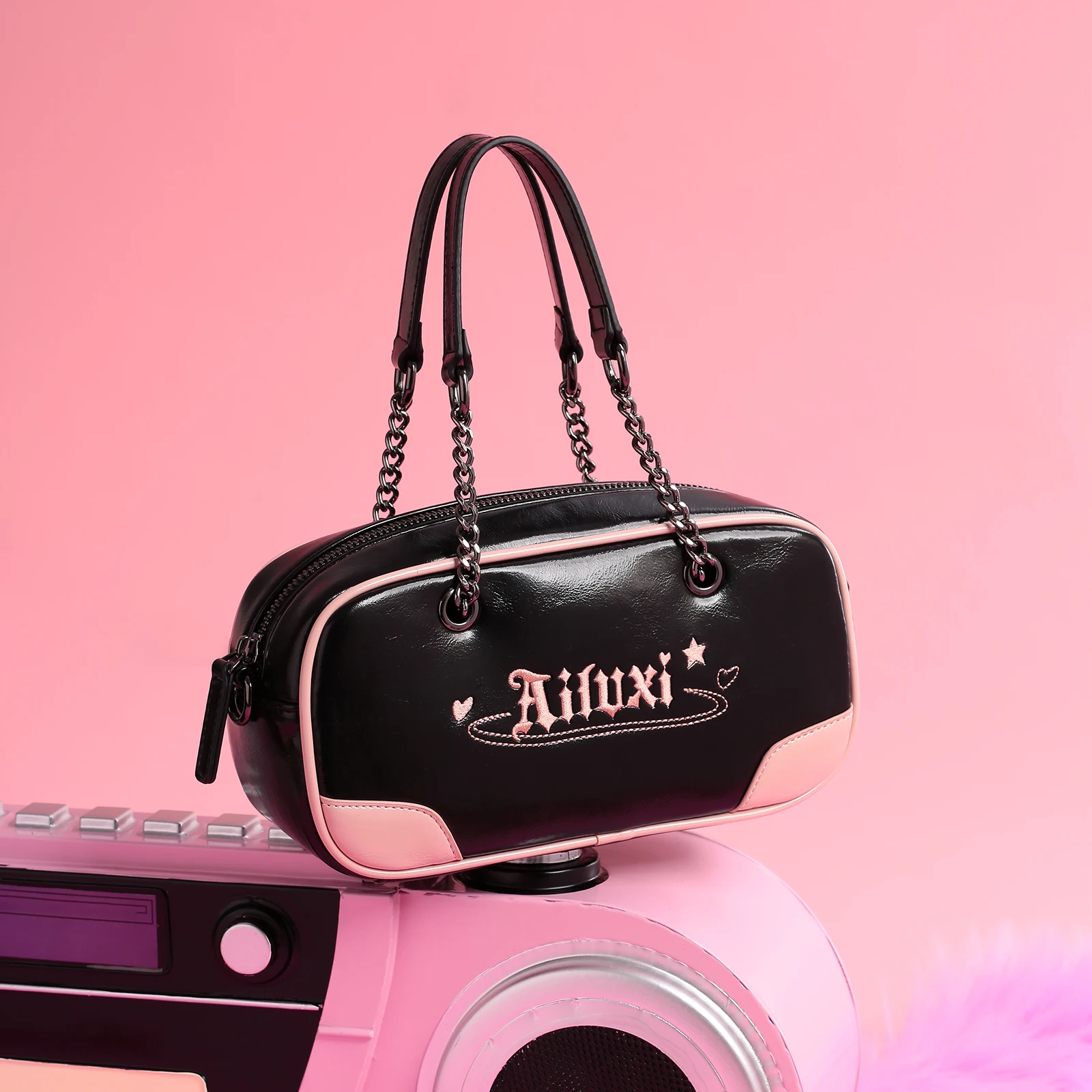 AILUXI Women Bowling Bag Original Designer Brand Female Replica Underarm Chain Commuter Boston Handbag Shoulder Christmas Gift