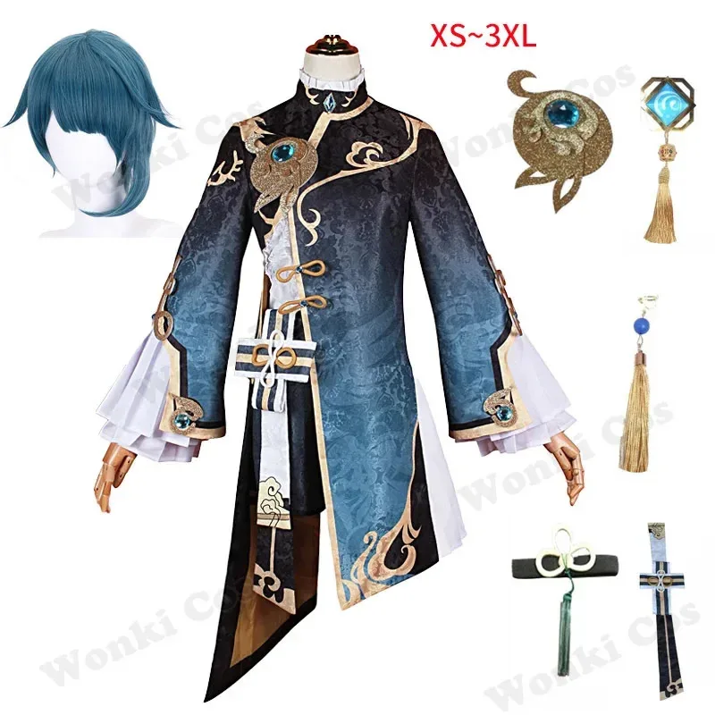 

New 2025 AA Game XingQiu Xing Qiu Wig Outfit Earrings Halloween Costume Gen Impact Shin Cosplay ★★★