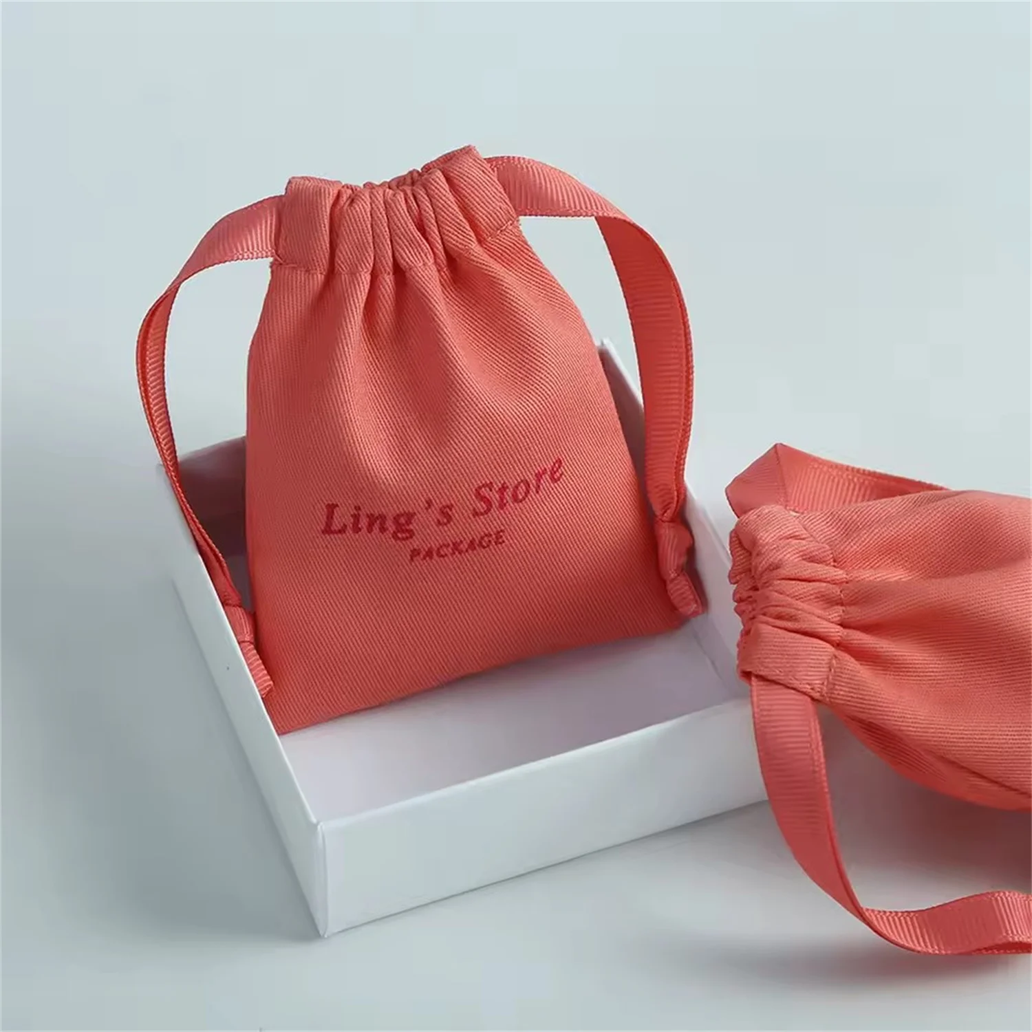 

50 Cotton Velvet Jewelry Pouches 10A Thick Canvas Pouch Bags with Ribbon Drawstring Bags Personalized Printed Jewelry Packaging