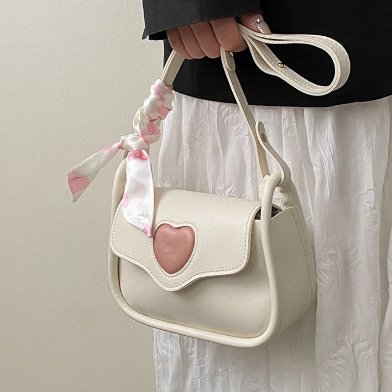 Lovely Heart Shoulder Bags Women's Small Square Fashion Female Messenger Bag Simple Crossbody Purse Handbag