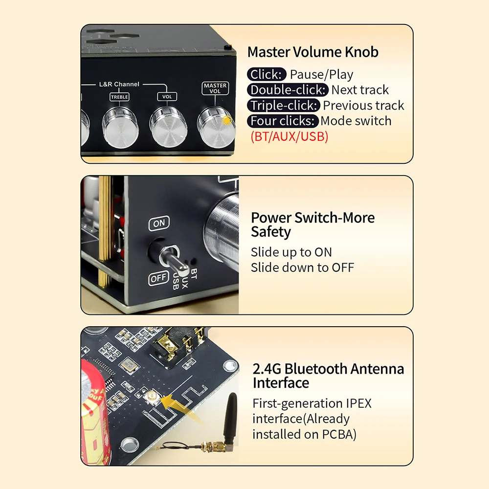 DP600H 10A BT Digitaler Leistungsverstärker 300W*2 + 600W Dual TPA3255 Bluetooth-Lautsprecher DIY-Kit 2.1-Kanal Subwoofer Audio-Verstärker – Detail 4