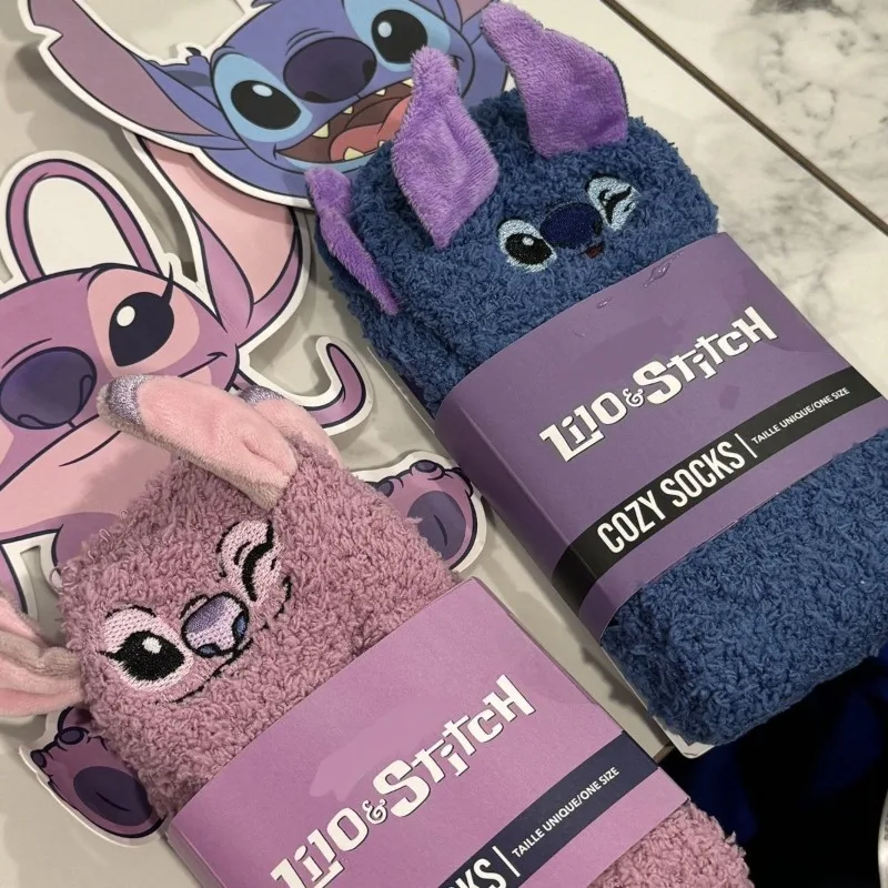 

Stitch Angel Ugly Cute Coral Fleece Slipper Socks Warm Plush House Socks for Women Girls Winter Home Sleep Wear Gift