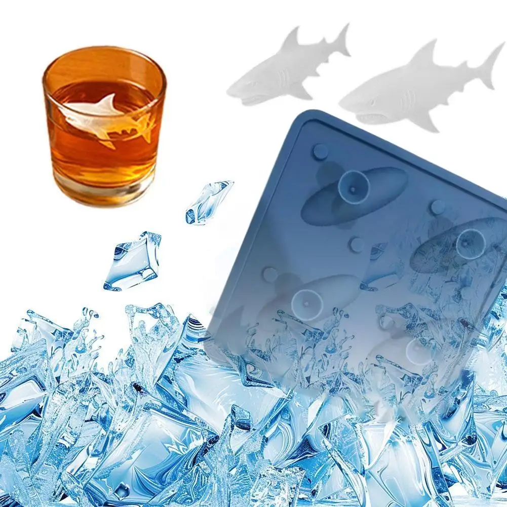 

Silicone Ice Maker Mold Ice Maker Silicone Shark Ice Cube Tray for Whiskey Cocktails Wine Juice S2C7