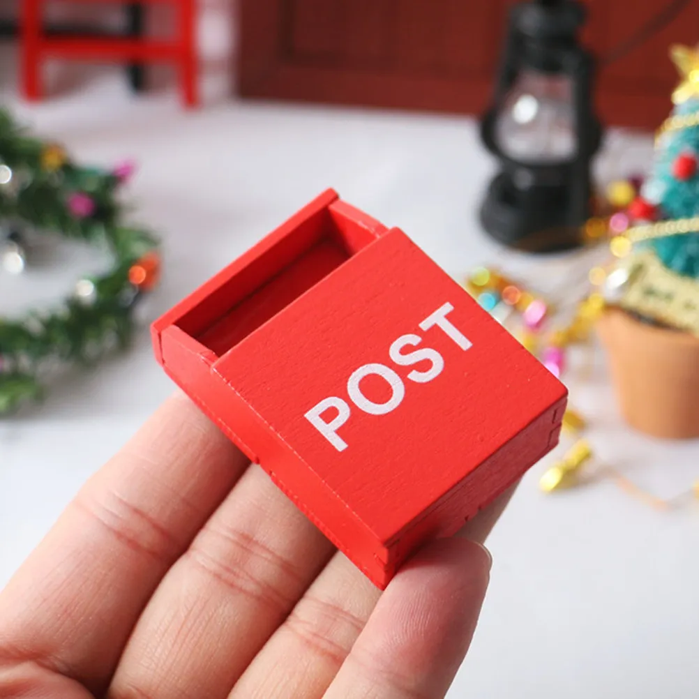 2Pcs Mini Mailbox Premium Wood Miniature Post Case for Mini House Layouts Kids Playroom Decor Small Space Friendly Desk