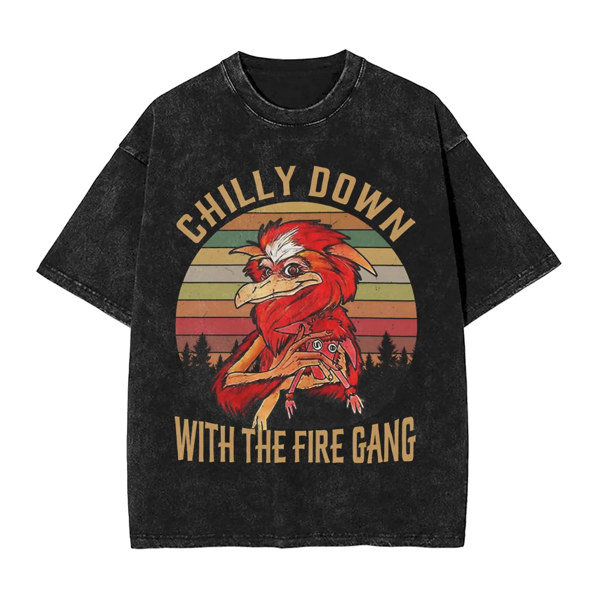 Chilly Down with The Fire Gang T Shirts  Tops Summer Vintage Short-Sleeved T Shirt Crewneck Popular Design Tshirt Dropshipping