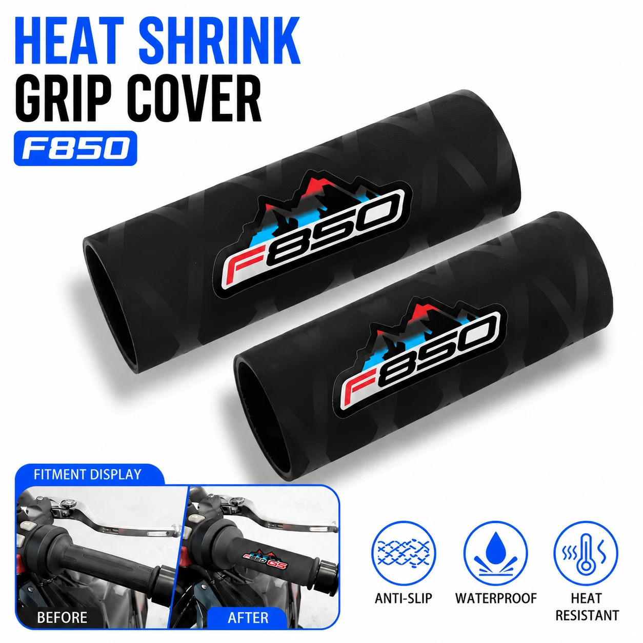 Motorcycle Heat Shrink Grip Covers For BMW F850GS F850 GS 2018-2023 Anti-Slip Shock Absorbing Rubber Handlebar Grips Protector
