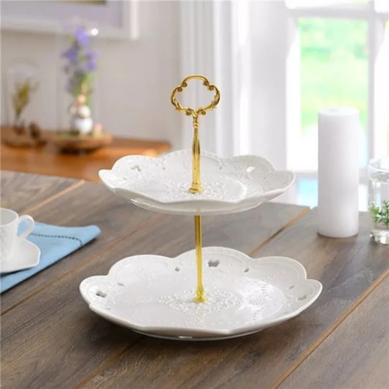 Stick Plate stand Cake Shelf 1pc Tray 2/3 layers Wedding Birthday Zinc alloy Cupcakes Decoration Dessert Display