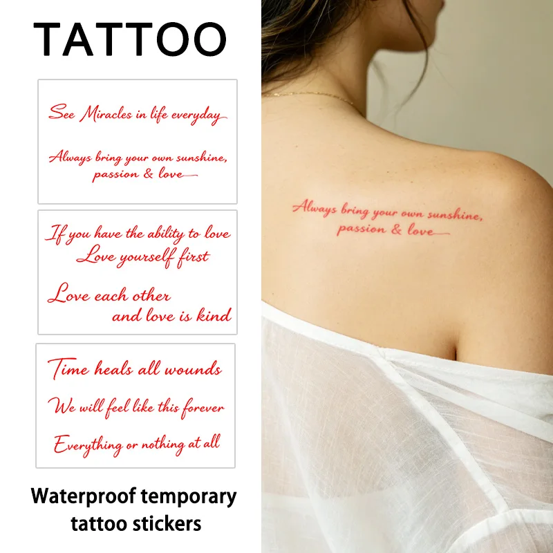 Love & Healing Script Temporary Tattoo Sticker, Long-lasting and Waterproof, Realistic Fake Tattoos for Man Women, For Arm, Neck