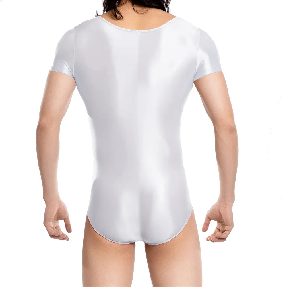 

Сексуальные прозрачные гладкие боди, мужские однотонные комбинезоны, комбинезоны с короткими рукавами, масляные блестящие цельные купальники для фитнеса, бодибилдинга