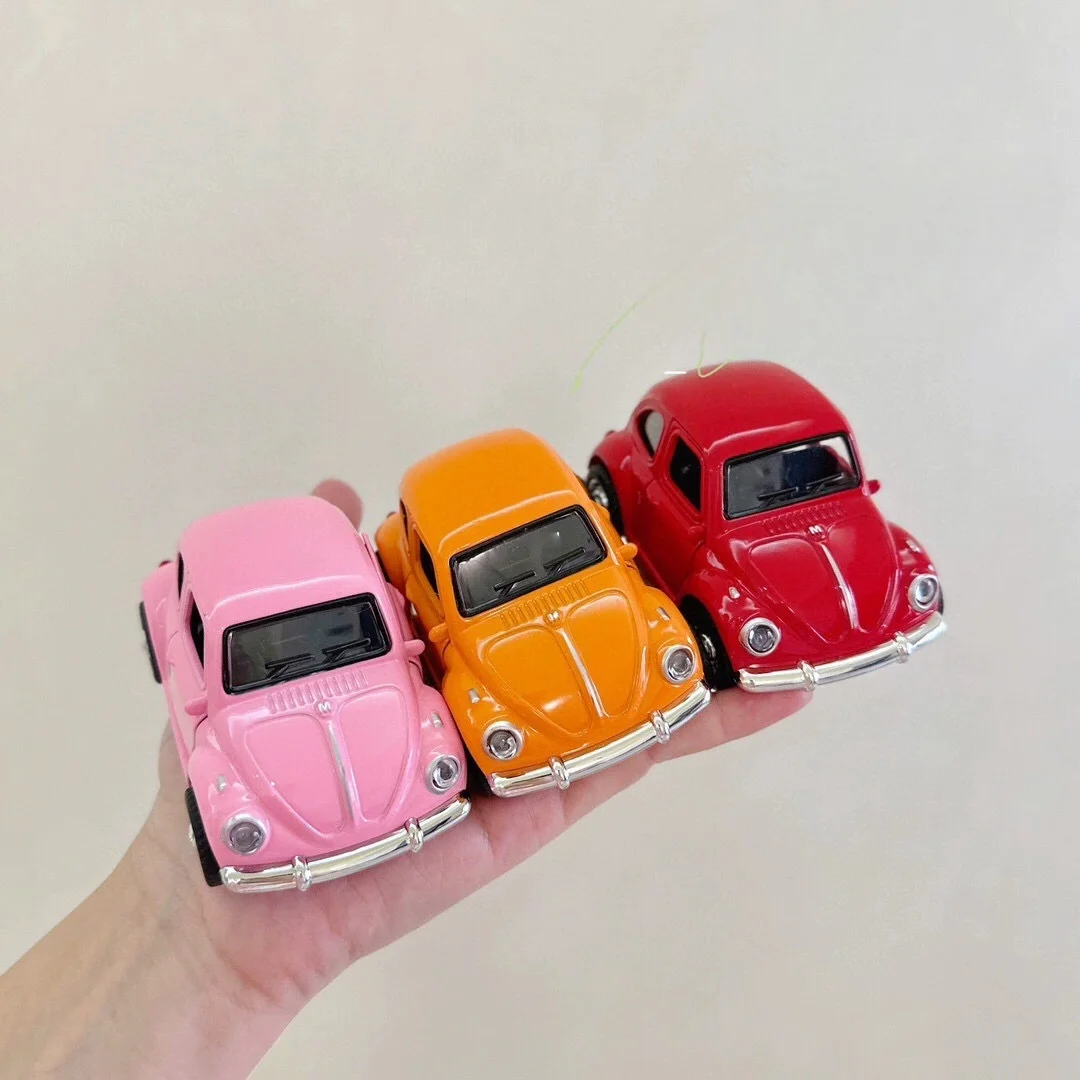 레트로 비틀 합금 자동차 모델, 풀백 기능, 소리 및 조명 효과, 어린이 장난감 선물