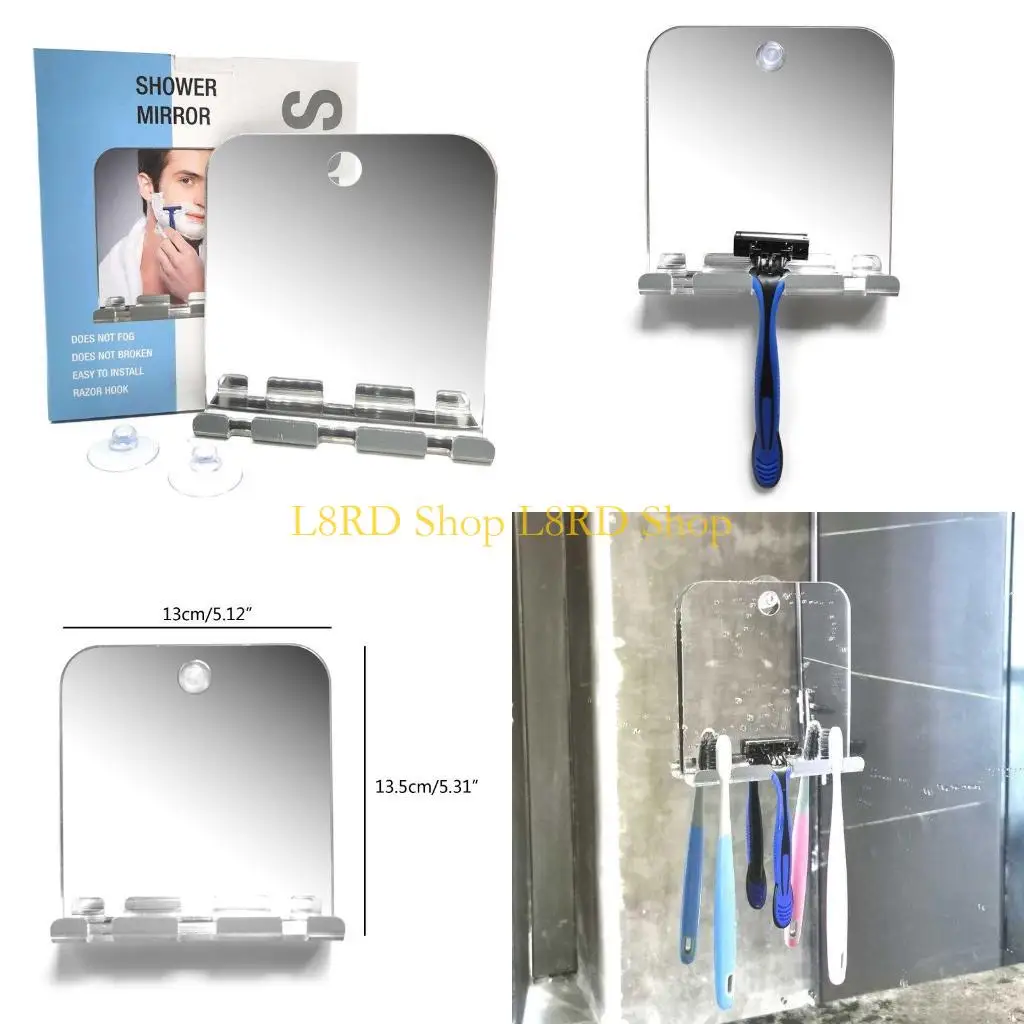 

L8RD портативное дорожное акриловое противотуманное зеркало для душа, ванная комната, без запотевания, без тумана, без бритья,
